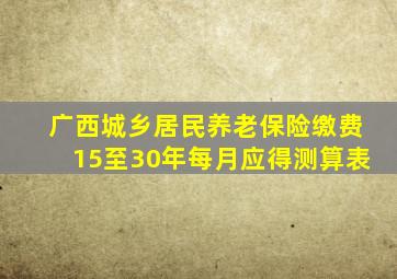 广西城乡居民养老保险缴费15至30年每月应得测算表