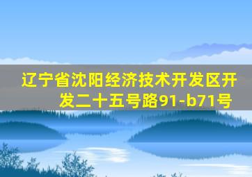 辽宁省沈阳经济技术开发区开发二十五号路91-b71号